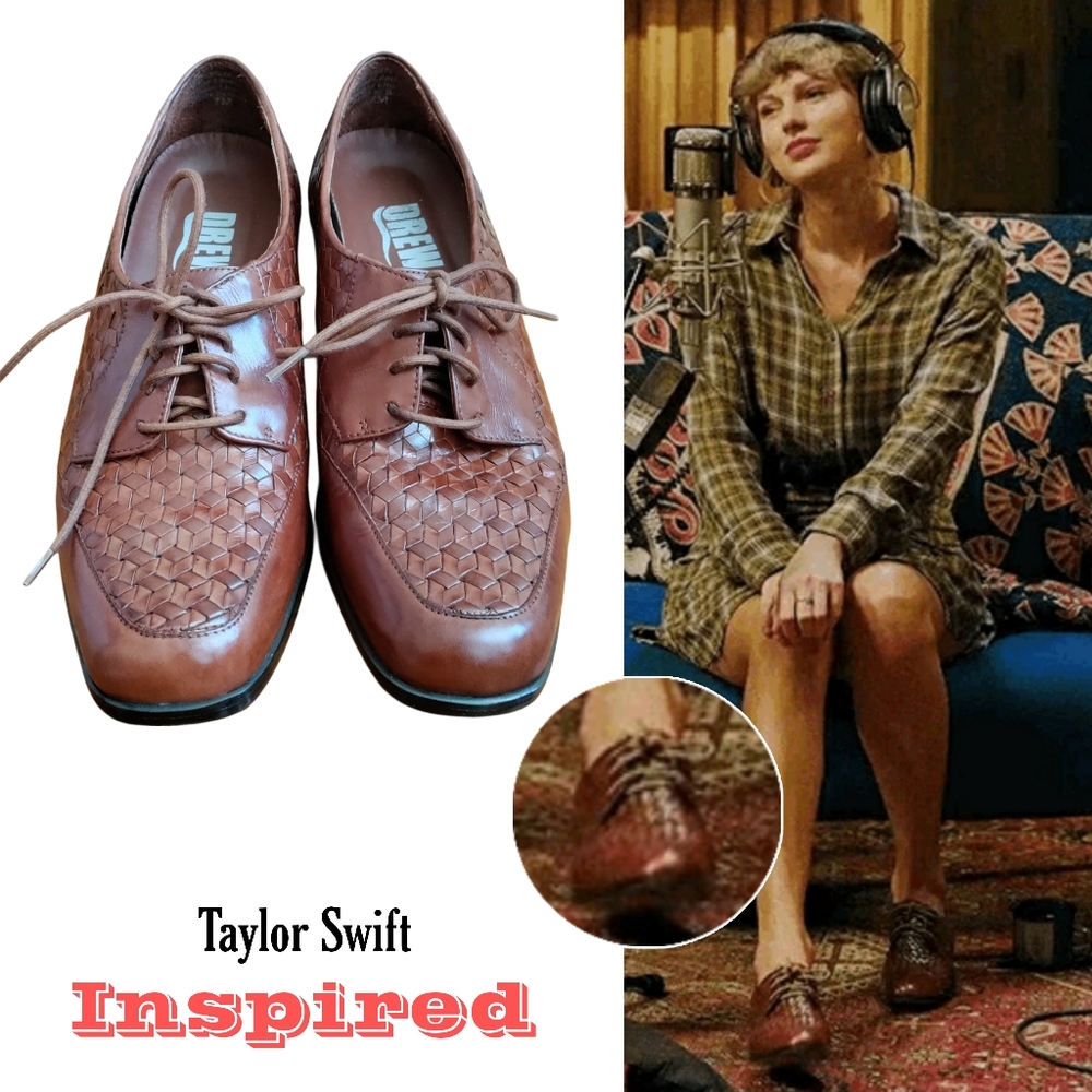 DREW Brown Woven Leather Flats - Picture 2 of 10